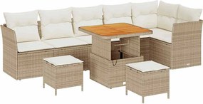 vidaXL Kerti Kanapé Szett 9 pcs Bézs polirattan