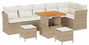 vidaXL Kerti Kanapé Szett 9 pcs Bézs polirattan