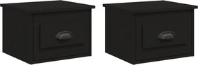 vidaXL 2 db fekete falra szerelhető éjjeliszekrény 41,5x36x28 cm