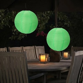 Nagyméretű Napelemes Party LED Lampion, 40 cm, zöld, 1 db
