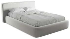 Világosszürke kárpitozott ágyneműtartós franciaágy ágyráccsal 140x200 cm Kiana – Makamii