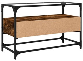 füstös tölgy szerelt fa TV-szekrény üveglappal 80 x 35 x 51 cm