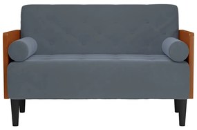 sötétszürke bársony loveseat kanapé párnákkal 110 cm