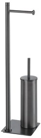 Gedy - TRILLY álló WC-kefe WC-papírtartóval, metálszürke