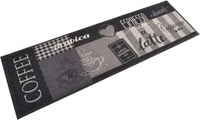 vidaXL fekete mosható coffee feliratos bársony konyhaszőnyeg 45x150 cm