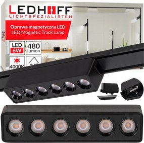 Led reflektor mágneses sínhez 6W spot Fekete 4000K lámpatest