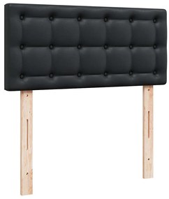 fekete műbőr ottomán ágy matraccal 90x200cm