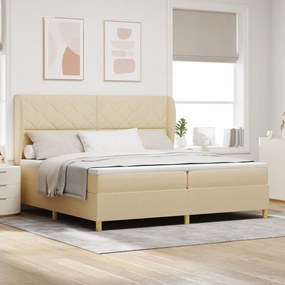 Krém Színű Boxspring Ágy Mattal 200x200 cm Textil