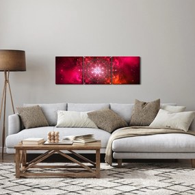Piros absztrakció képe (órával) (90x30 cm)