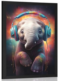 Plakát elefánt fülhallgatóval