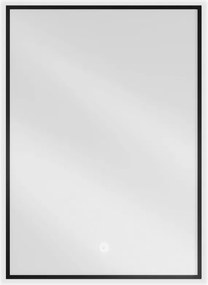Mexen Erma 50 x 70 cm-es, LED 6000K világítású, páramentes fürdőszobai tükör, fekete keret - 9814-050-070-611-70