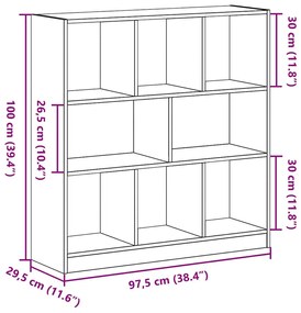 fekete tölgy színű szerelt fa könyvszekrény 97,5x29,5x100 cm
