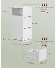 Keskeny éjjeliszekrények, 2 darabos szett,2 fiókkal balra vagy jobbra szerelhető, felhő fehér
