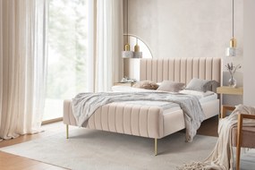 Nicole franciaágy 160x200 arany lábakkal - bézs Velluto 2 bársony