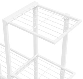 fehér acél virágtartó állvány kerékkel 94,5 x 25 x 92,5 cm