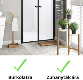 Stuxi Roma Black 90 cm széles kétszárnyú nyíló zuhanyajtó, 6 mm vízlepergető üveggel, matt fekete profillal, 195 cm magas