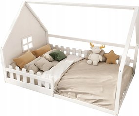 gyerek faház ágy fenyőfa 140x200cm Fehér