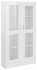 magasfényű fehér szerelt fa vitrinszekrény 82,5 x 30,5 x 150 cm