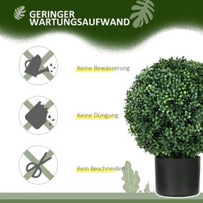 Műnövény szett, 2 db buxus, cserépben 52cm magas