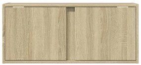 sonoma tölgy színű fali TV-szekrény LED-ekkel 80x31x35 cm