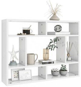 magasfényű fehér szerelt fa fali polc 75 x 16 x 55 cm
