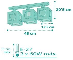 Dalber D-63233NH - Gyerek mennyezeti lámpa MOONLIGHT 3xE27/60W/230V