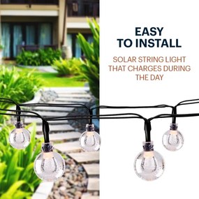 Grundig - LED napelemes lánc 50 LED, 8 funkció, 6,9 m, meleg fehér, 600 mAh