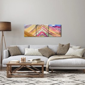 Kép - Rainbow Mountain, Peru (órával) (90x30 cm)