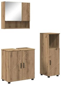 Fürdőszoba bútor szett 3 pcs kézműves tölgy 61 x 35 x 64 cm