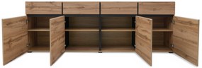 Gramon fiókos komód 225 cm - wotan tölgy / fekete