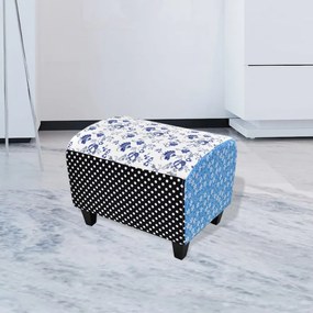 kék és fehér foltvarrott lábzsámoly