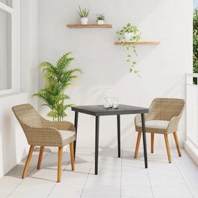 3 részes Kert Étkező Szett Bézs Poly Rattan