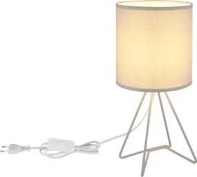 Globo 21734G Asztali lámpa, fém szürke, textil szürke, kábel PVC fehér, billenőkapcsoló a kábelen, ø: 160mm, M: 345mm, kábelhossz 1300mm, 1x E14 40W 230V izzó nélkül