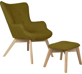 Zöld fotel lábtartóval Niko – Ropez