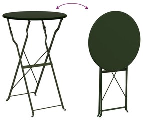 3 Részes Összecsukható Bistro Szett Sötét Zöld Acél