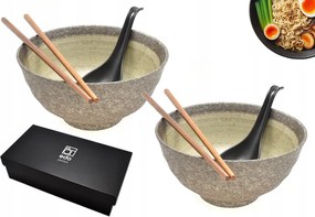 2 db-os tál szett kanállal és pálcikákkal Udon Nenrin 800 ml Box