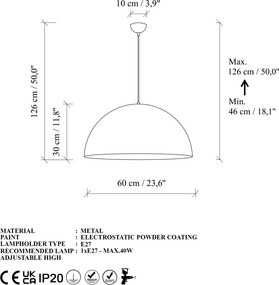Kure 60 MR 724-1 arany fém függőlámpa, Ø60 cm
