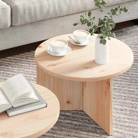 Dohányzóasztal 2 pcs Természetes 49 x 49 x 28 cm Tömör fenyőfa