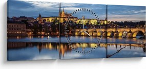 A prágai vár és a Károly-híd képe (órával) (90x30 cm)