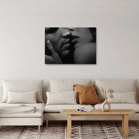 Kép - Csók, fekete-fehér fotó (70x50 cm)