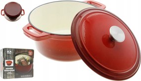 Öntöttvas Fazék Fedővel Szilárd Piros 3.5L