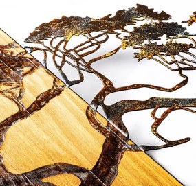 Fali dekoráció 144x70 cm fa/fém faág mintával