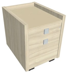 Verno mobil konténer 47 x 60 cm üveggel, 2 fiók, akác / vanília