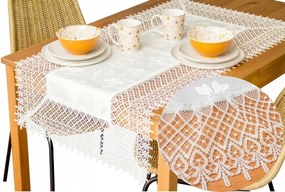 Asztalterítő Fehér Foltálló, gipiur téglalap 60x120 cm csipke