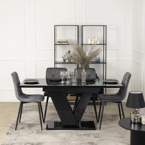 Étkezőgarnitúra 4 db. Székkel. Bővíthető asztal CLARK 120-160 + 4 db. Szürke étkezőszék. ROBIN