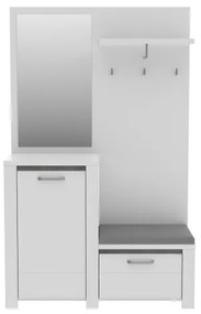 HIRO előszobafal tükörrel fehér/szürke