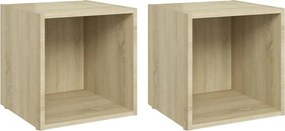 vidaXL 2 db sonoma tölgy színű szerelt fa TV-szekrény 37 x 35 x 37 cm
