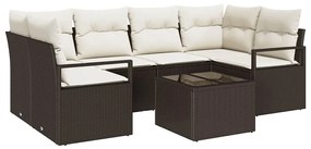 vidaXL Kerti Kanapé Szett párnával tárolóval 7 pcs Barna és Krém