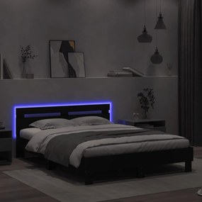fekete ágykeret LED-es matrac nélkül 150 x 200 cm