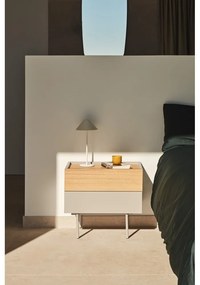 Bézs-natúr színű éjjeliszekrény tölgyfa dekorral Otto – Teulat